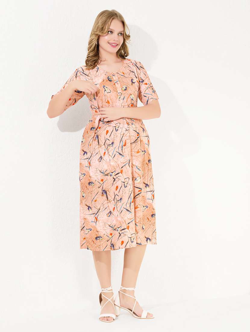 women printed three quarter sleeve maternity wear dress - 22174066 -  Standard Image - 3