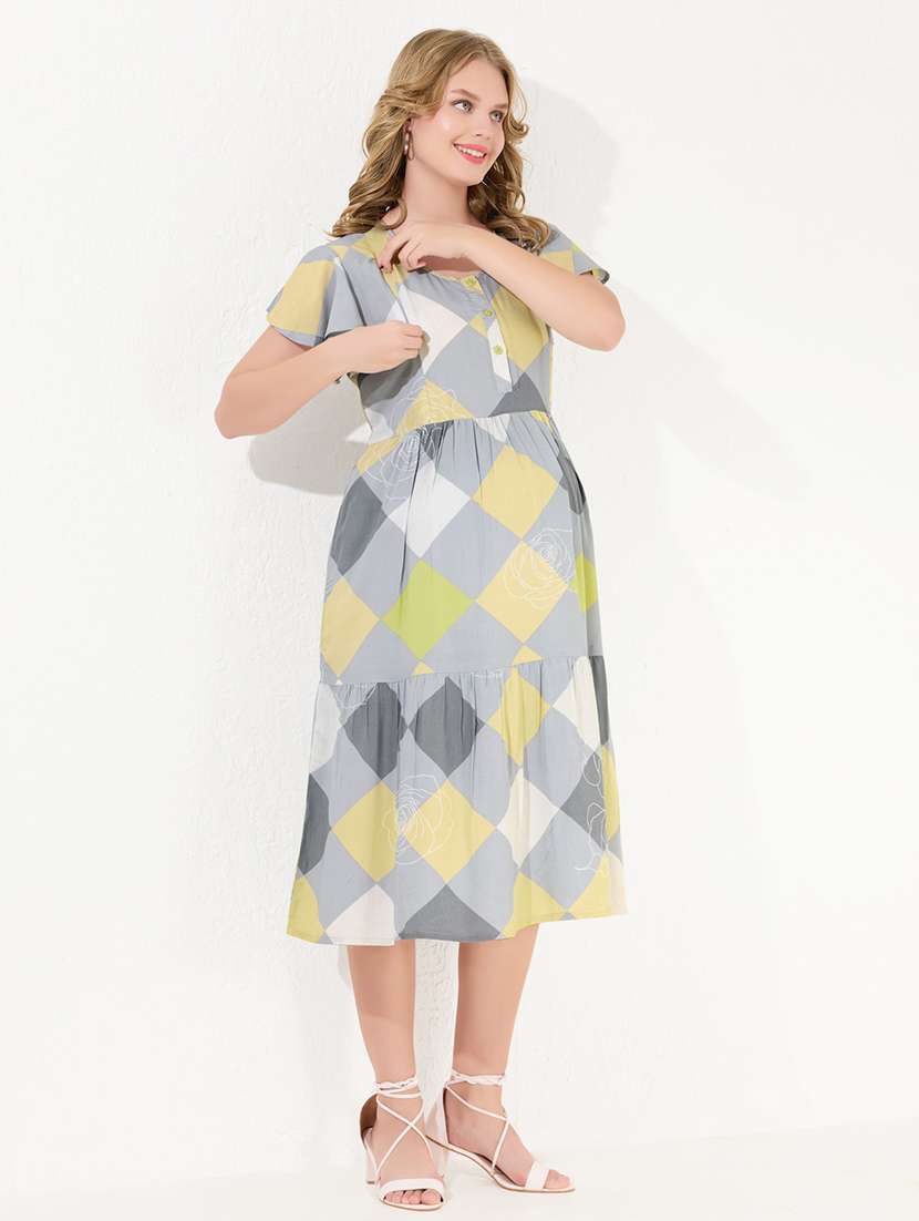 women printed short sleeve maternity wear dress - 22174070 -  Standard Image - 3