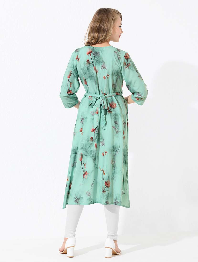 women floral printed three quarter sleeve a-line maternity kurta - 22174074 -  Standard Image - 3
