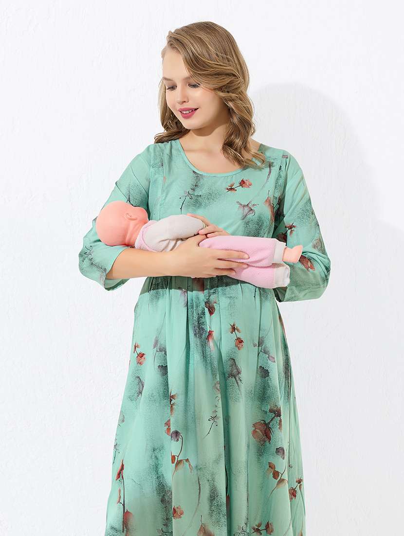 women floral printed three quarter sleeve a-line maternity kurta - 22174074 -  Standard Image - 5