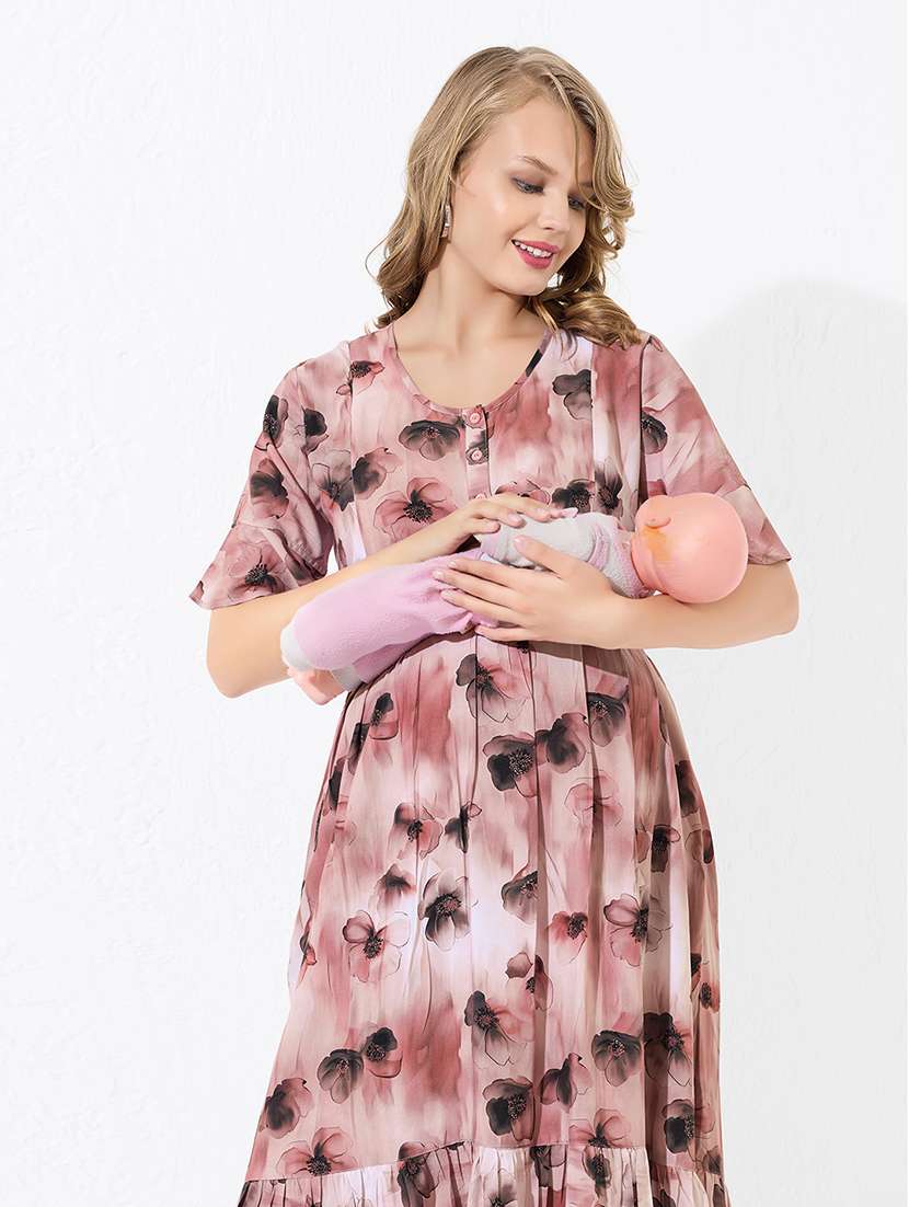 women printed short sleeve maternity wear dress - 22174076 -  Standard Image - 5