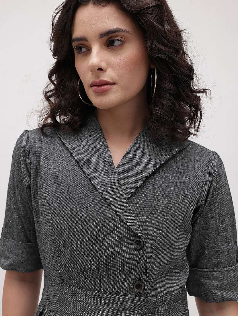 women solid three quarter sleeve dress - 22174087 -  Standard Image - 5