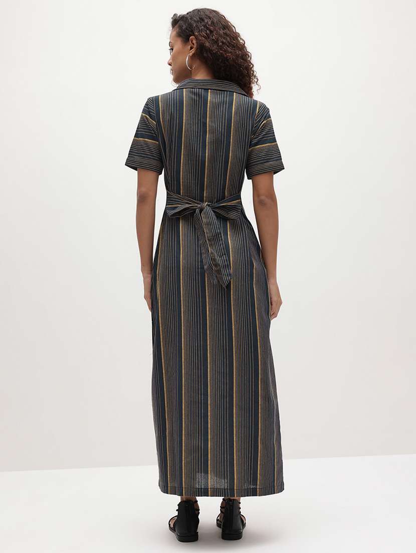 navy blue cotton shirt dress - 22174090 -  Standard Image - 3