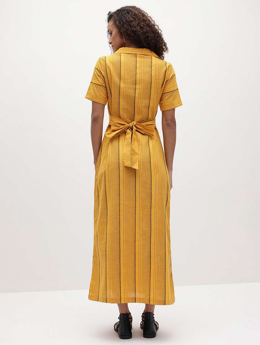 mustard cotton shirt dress - 22174091 -  Standard Image - 3