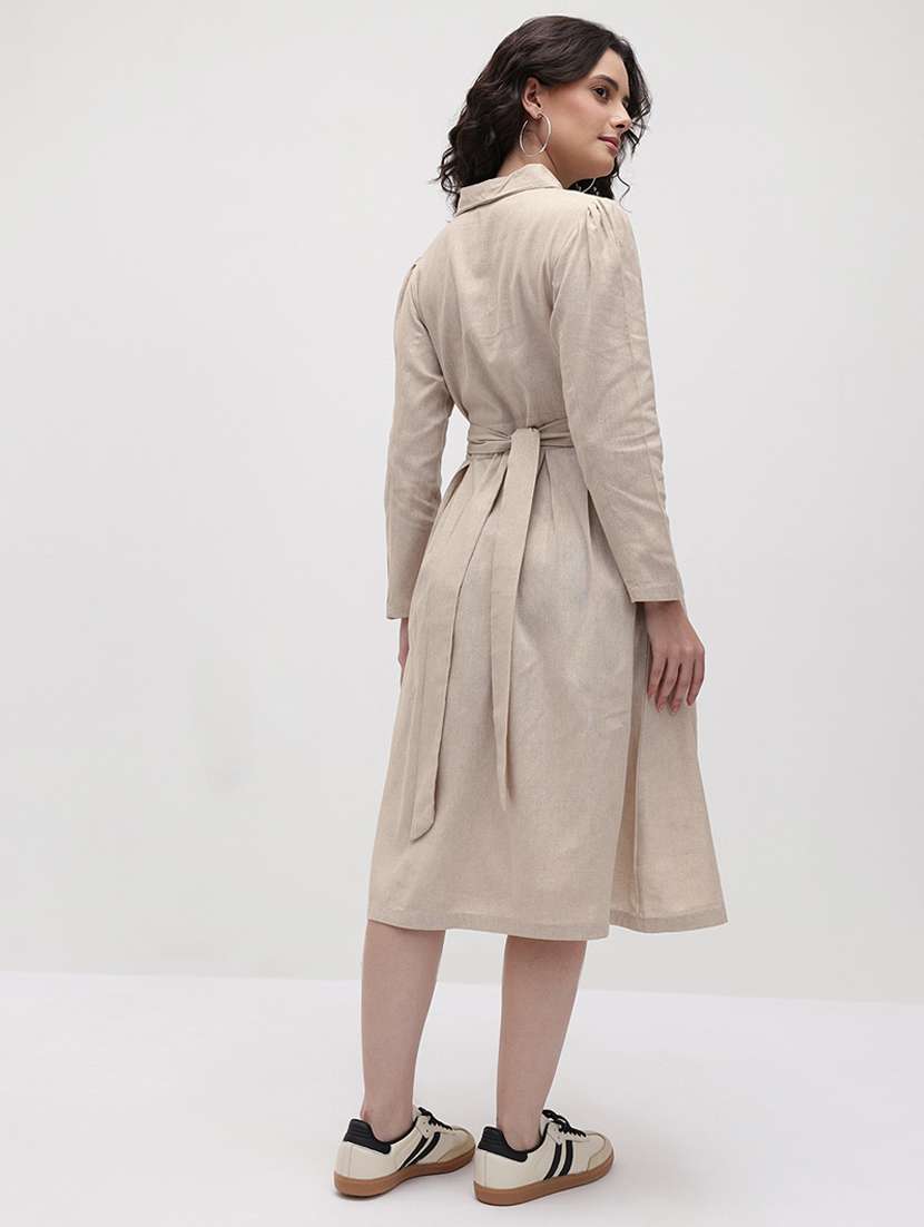 women solid three quarter sleeve dress - 22174092 -  Standard Image - 3