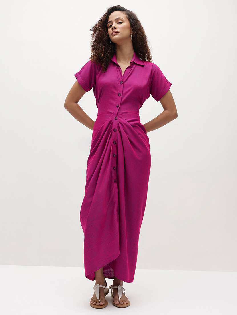pink rayon shirt dress - 22174100 -  Standard Image - 3