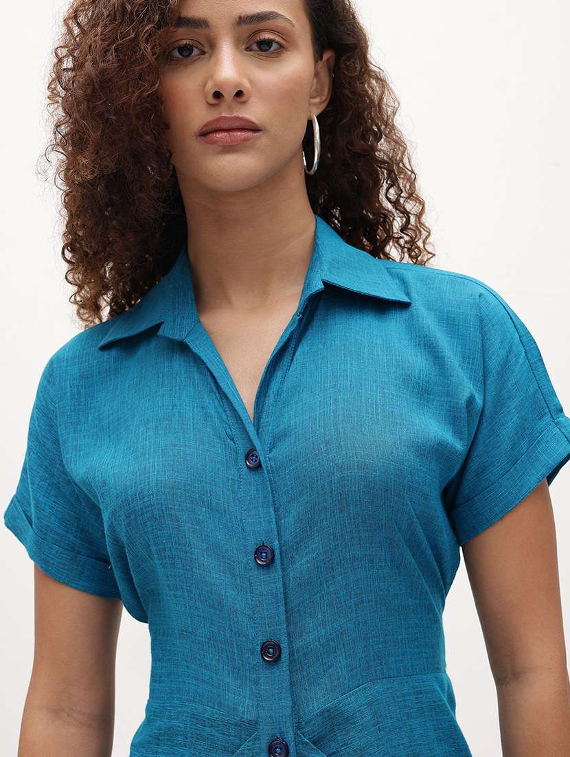 blue rayon shirt dress - 22174101 -  Standard Image - 5