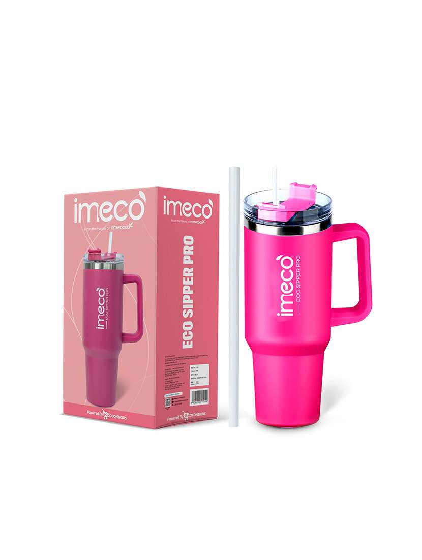 imeco eco-sipper pro stainless steel tumbler with straw 1.2 litre - sky blue