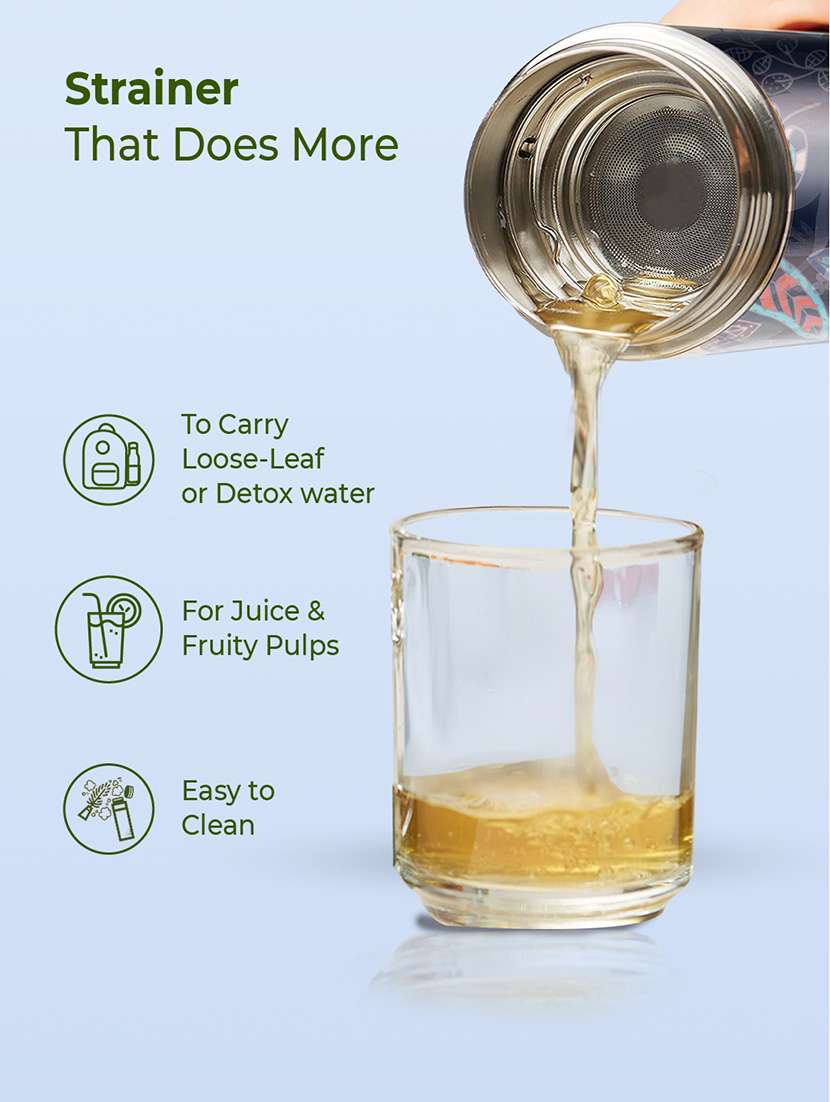 imeco eco bloom printed bamboo water bottle 450 ml - dark blue - 22174113 -  Standard Image - 5