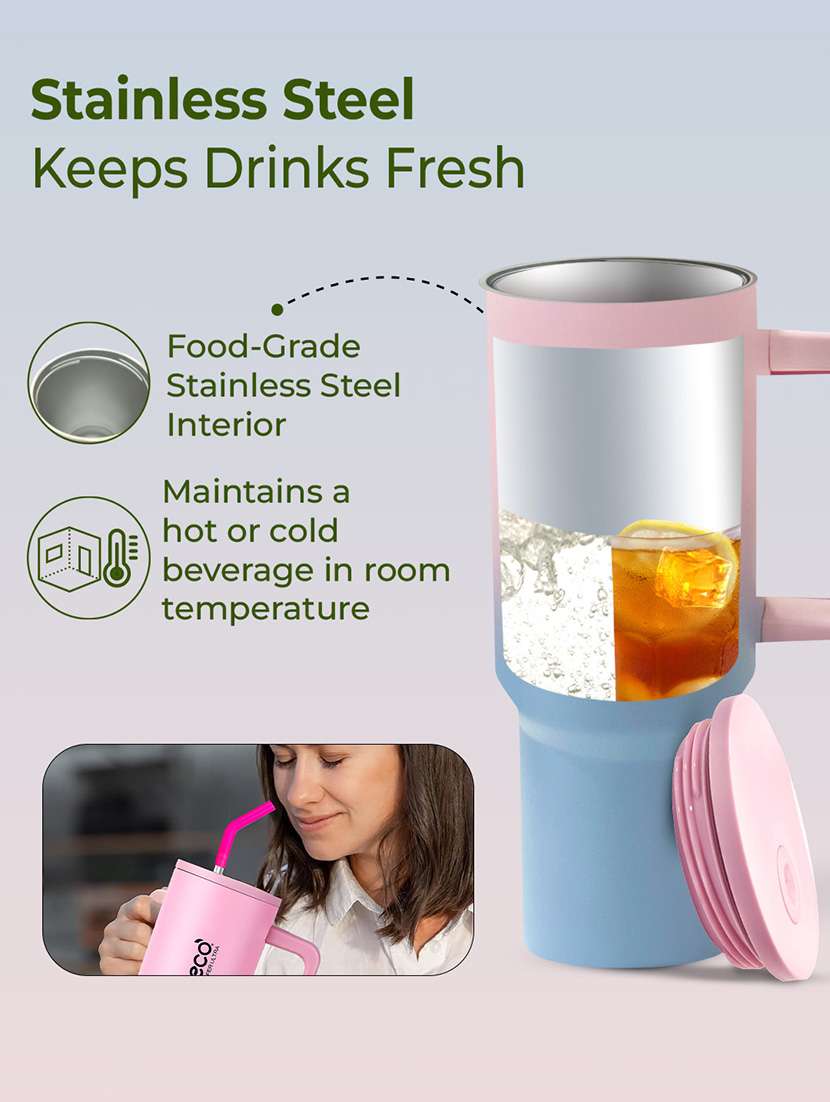 imeco eco sipper ultra stainless steel tumbler with straw & straw cleaner 1.2 litre - white - 22174129 -  Standard Image - 3