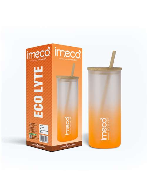 imeco eco lyte borosilicate glass sipper with bamboo lid & reusable straw 600 ml - pink - 22174135 -  Standard Image - 0