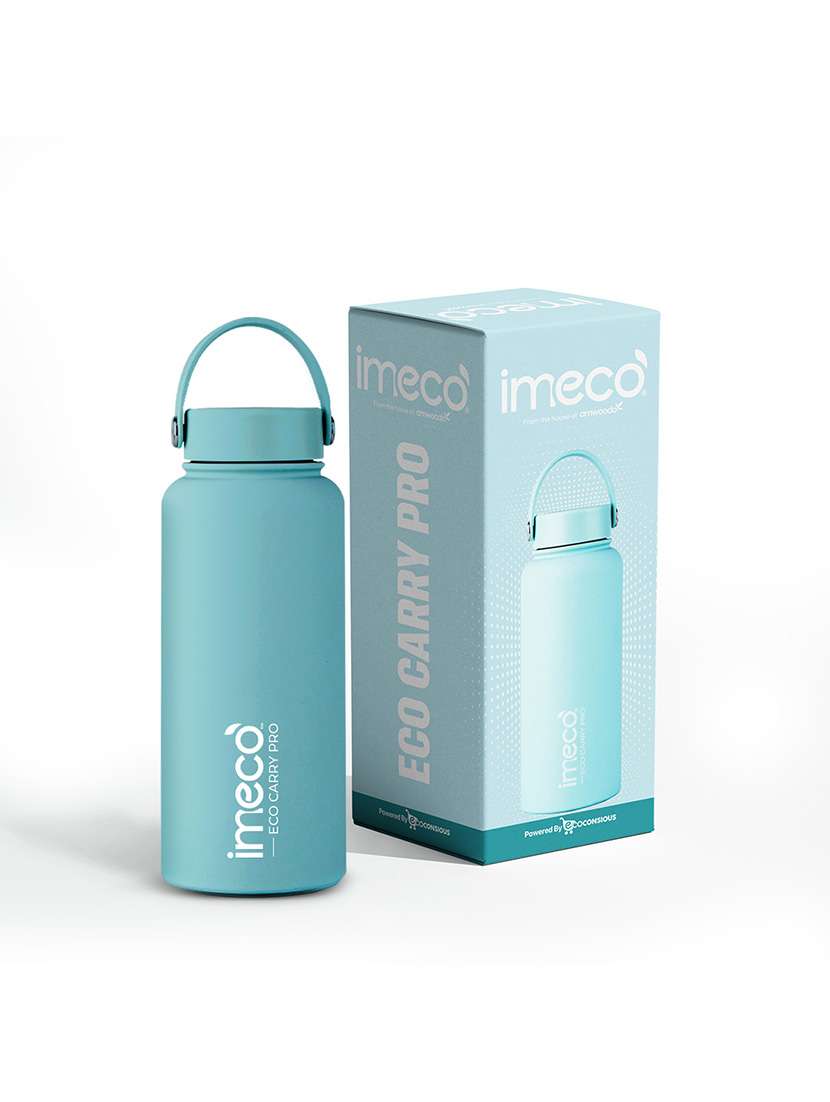 imeco eco carry pro matte finish stainless steel water bottle 1 litre - blue