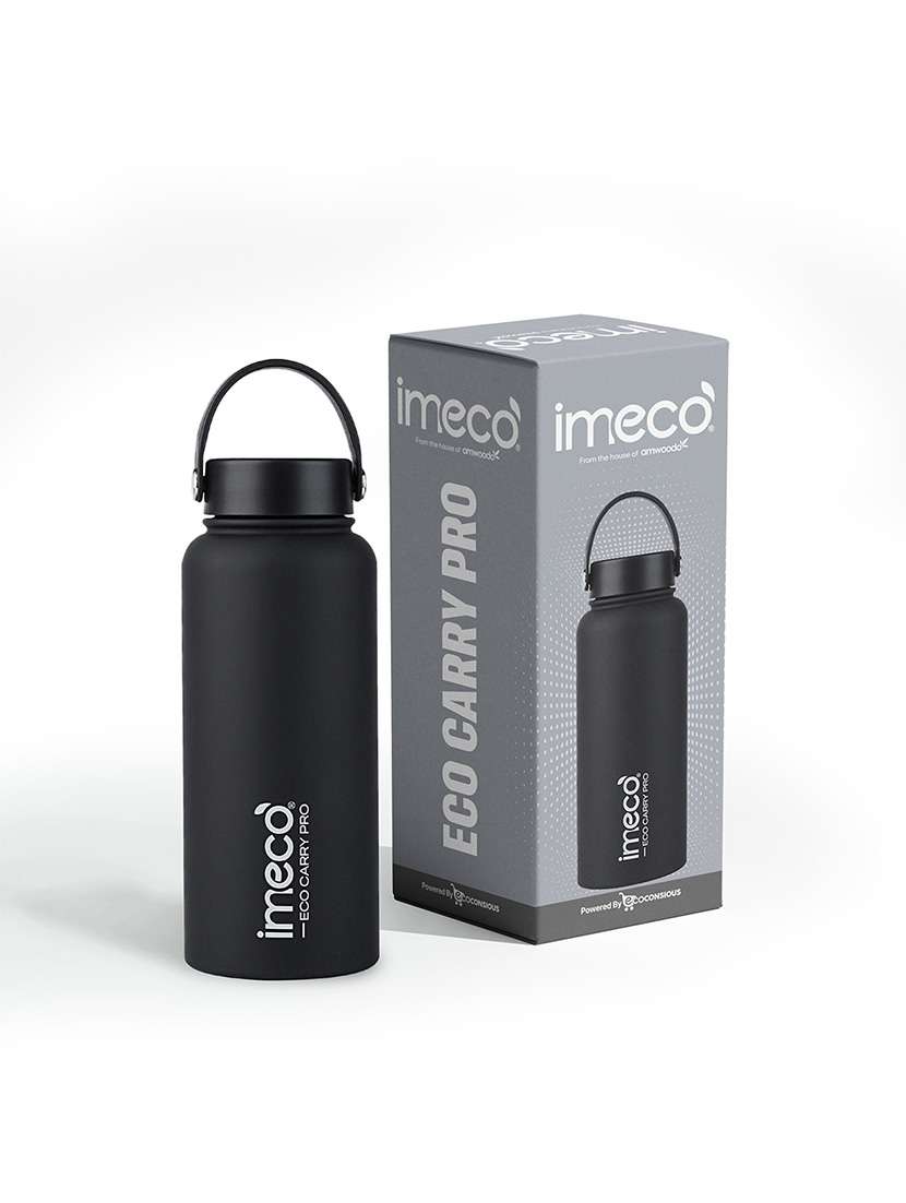 imeco eco carry pro matte finish stainless steel water bottle 1 litre - blue