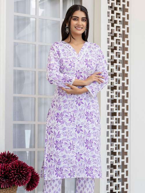 women printed long sleeve straight kurta - 22174164 -  Standard Image - 0