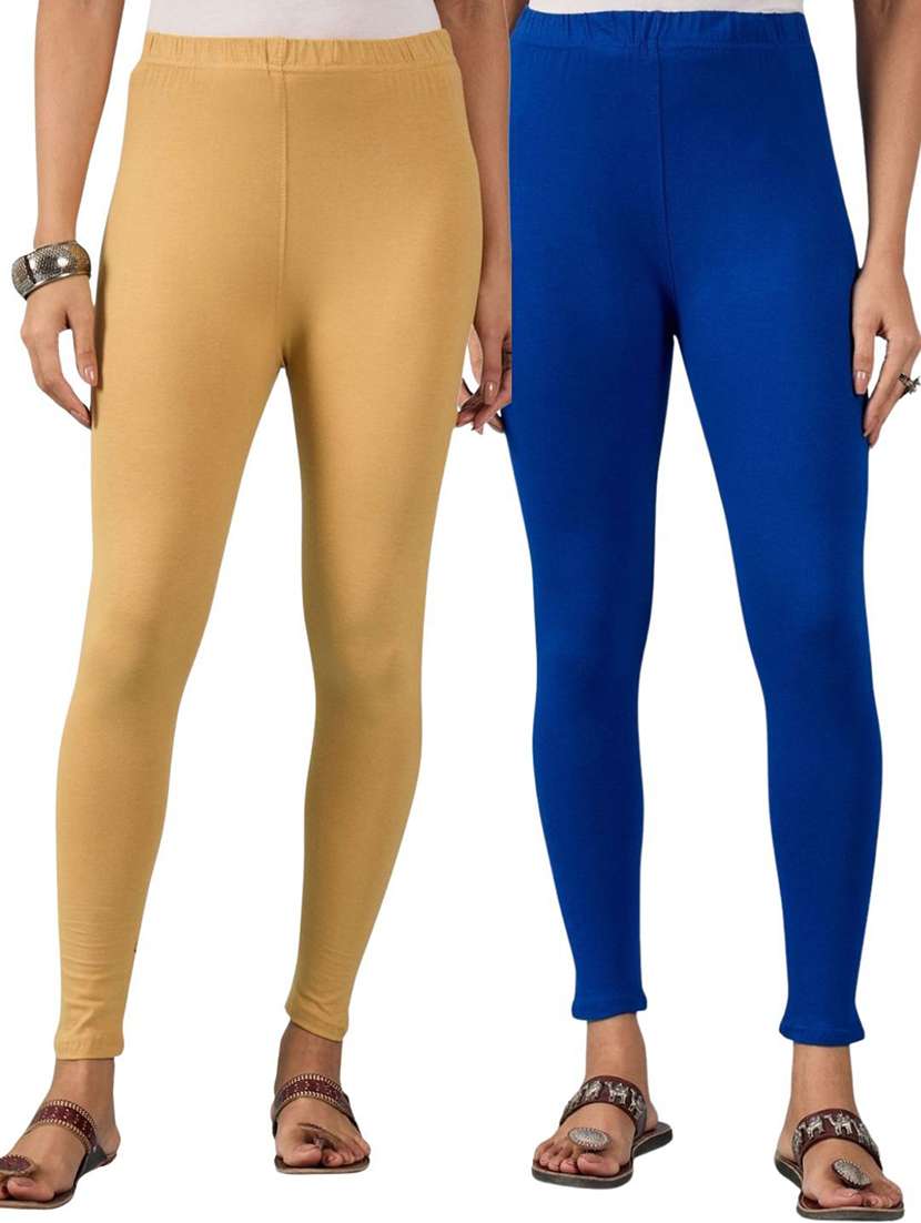 women solid mid rise ankle length legging