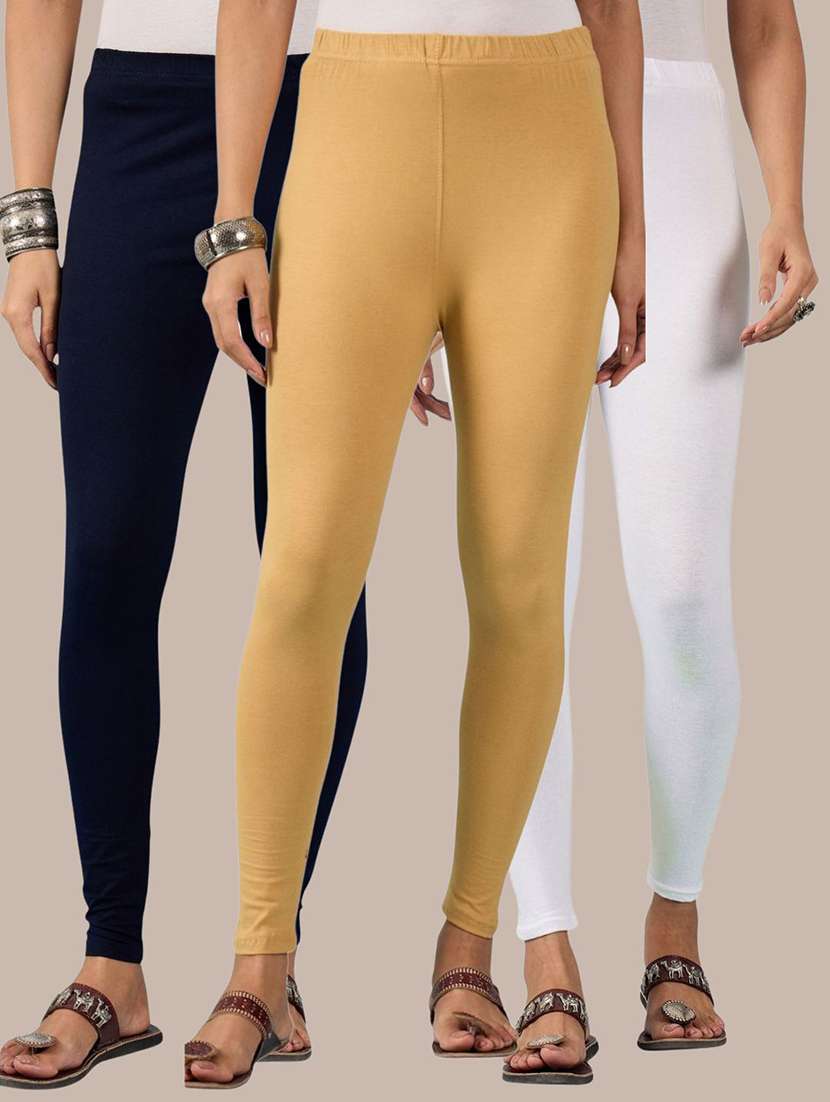 women pack of 3 solid mid rise legging