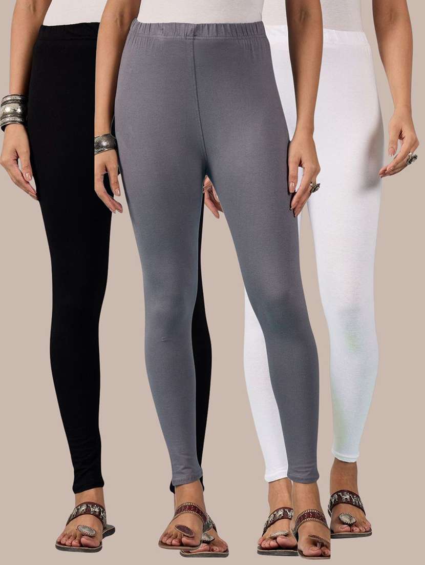 women pack of 3 solid mid rise legging