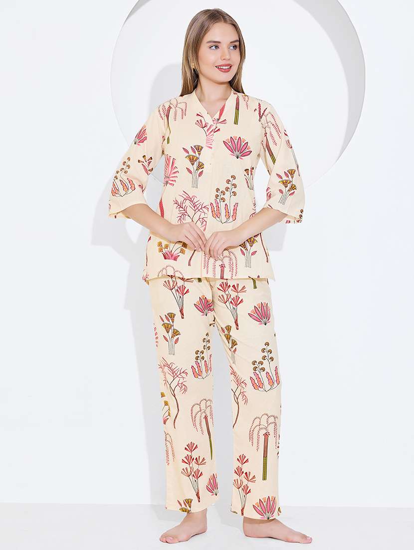 women printed nightwear pyjama set
