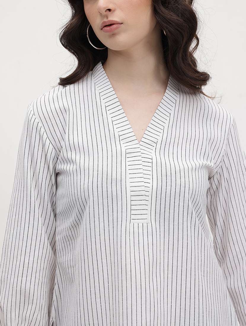 women striped puff sleeve regular top - 22174704 -  Standard Image - 5