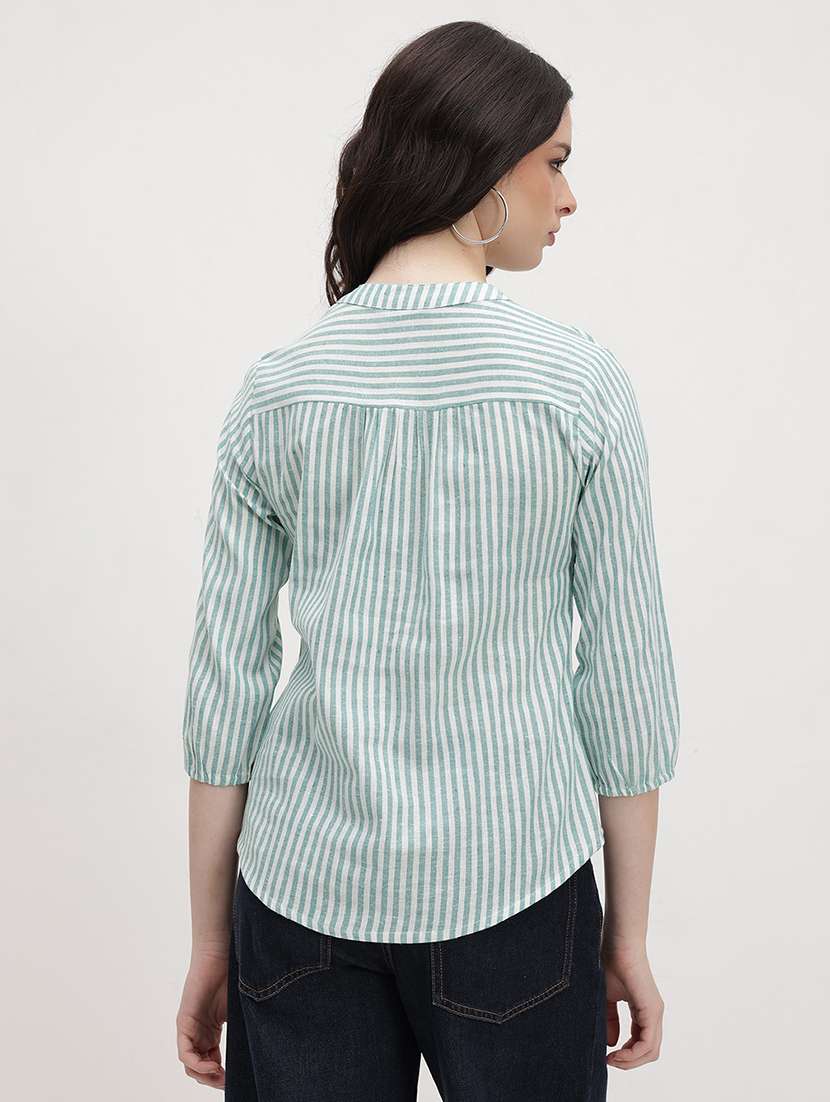 women striped three quarter sleeve regular top - 22174708 -  Standard Image - 3