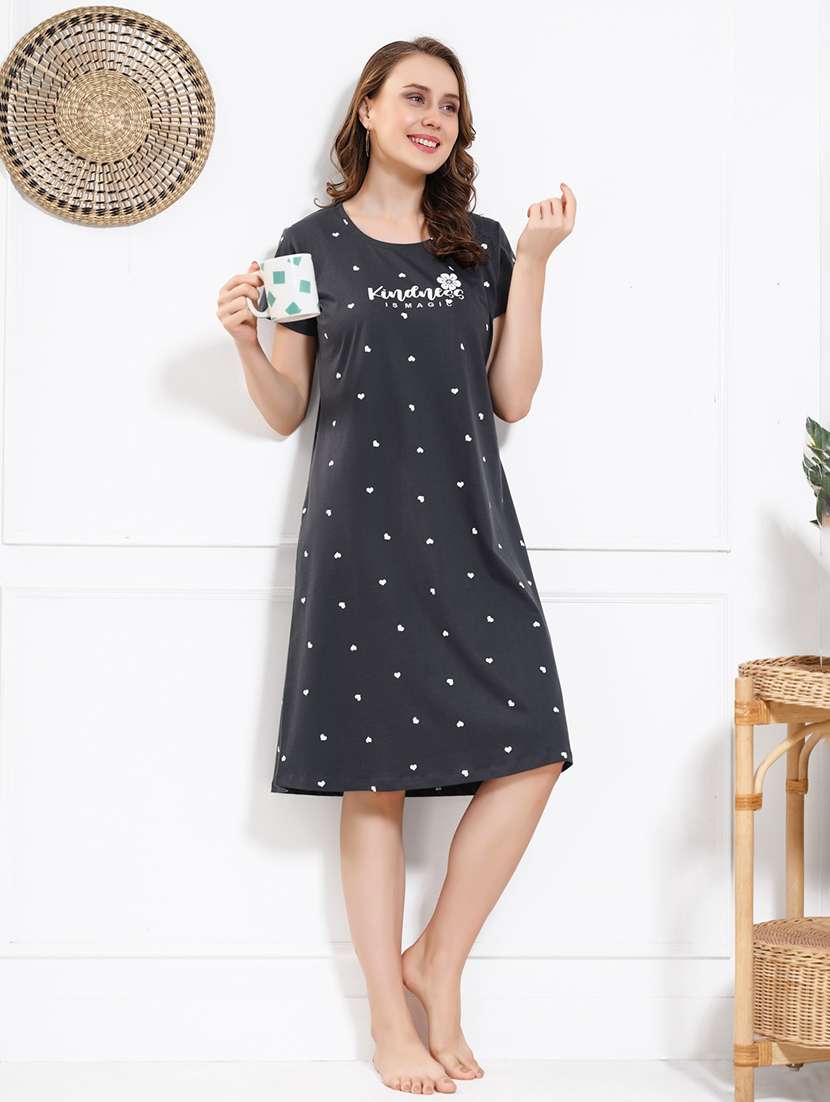 women printed round neck sleepshirt - 22174736 -  Standard Image - 3