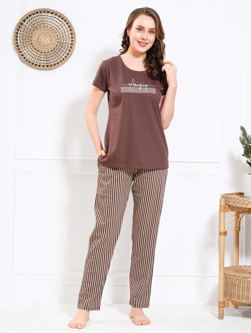 women printed nightwear pyjama set