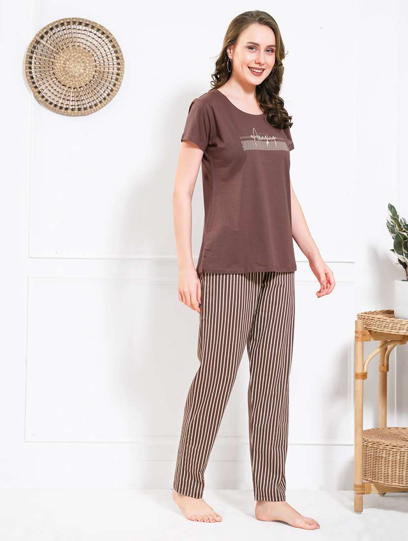 women printed nightwear pyjama set - 22174737 -  Standard Image - 3