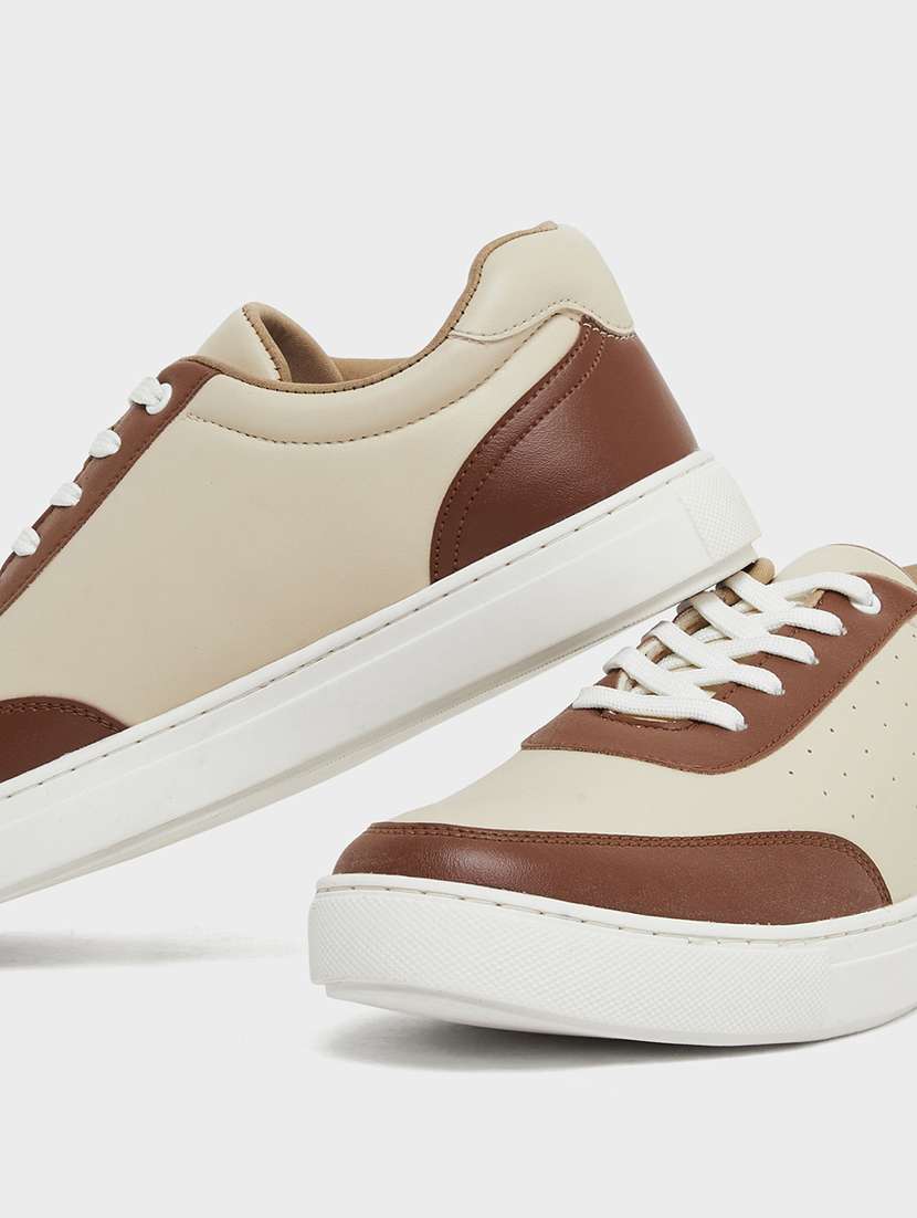 men beige solid slip on sneaker - 22174751 -  Standard Image - 3