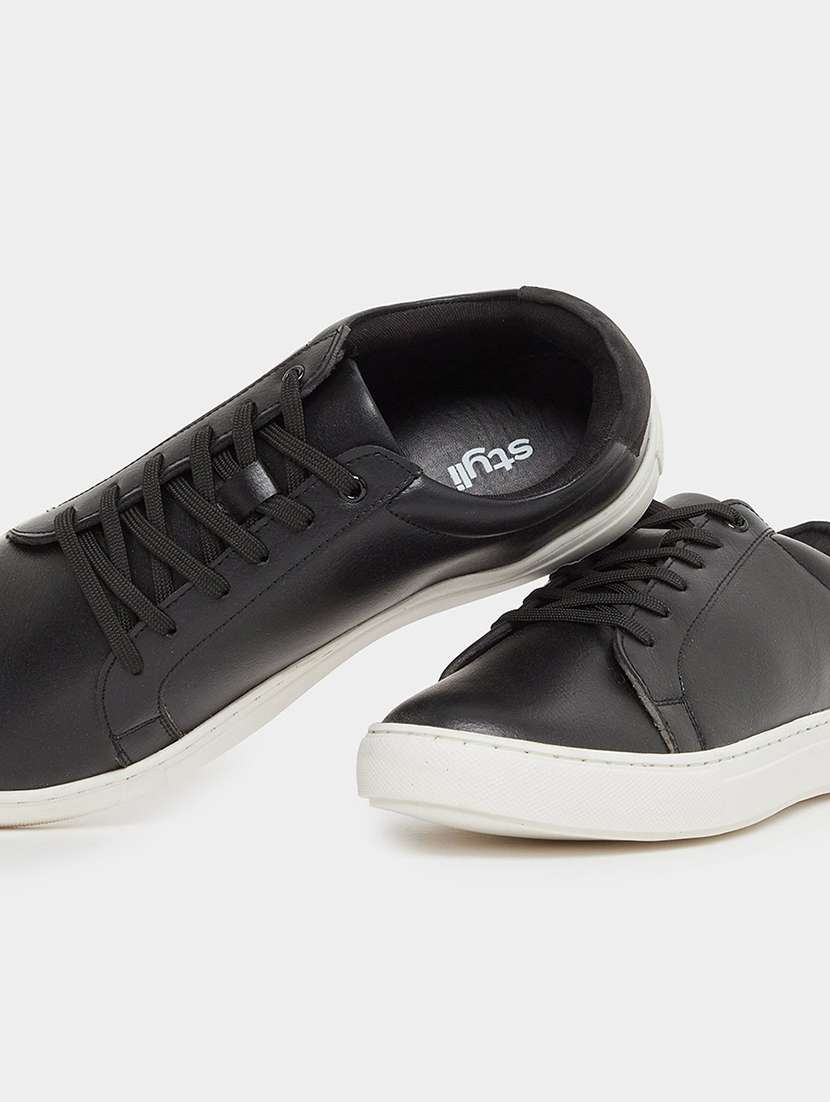 men black solid lace up sneaker - 22174752 -  Standard Image - 3