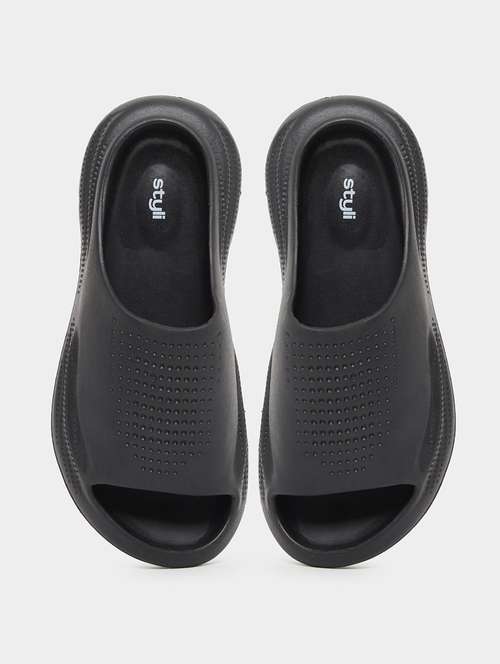 men black solid slip on slider - 22174755 -  Standard Image - 0