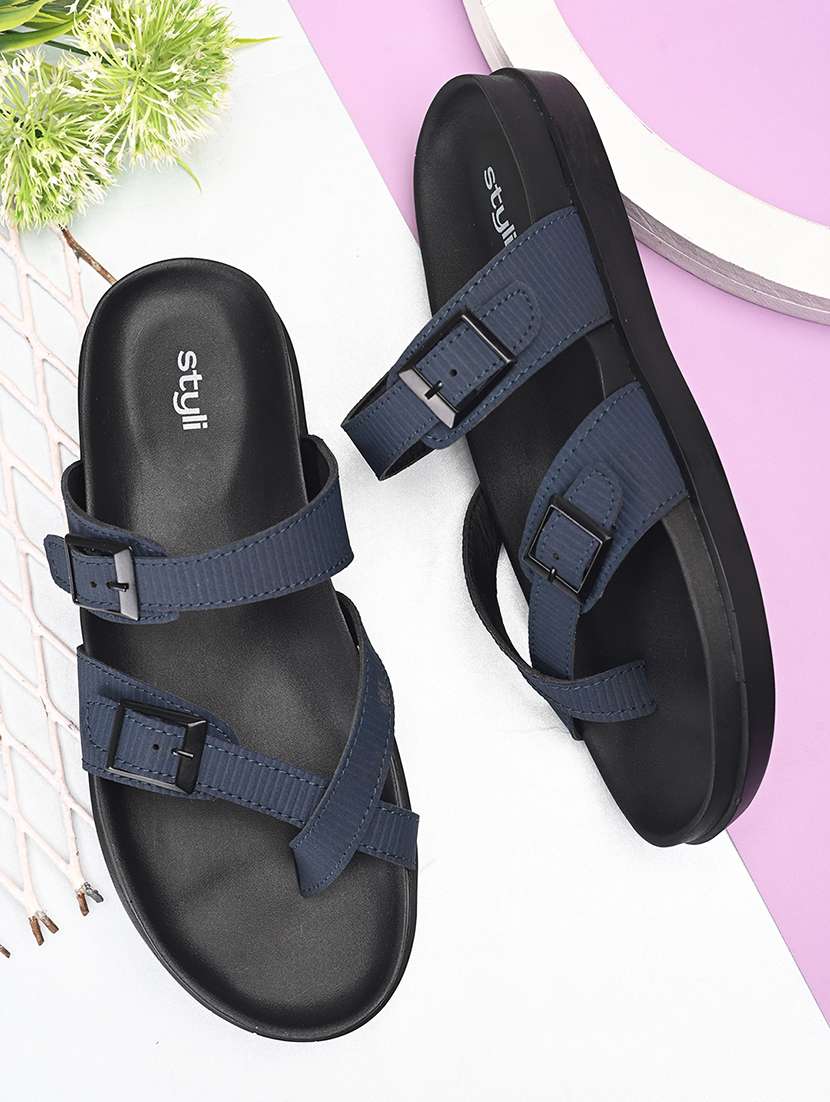 men navy blue solis lip on strap sandal