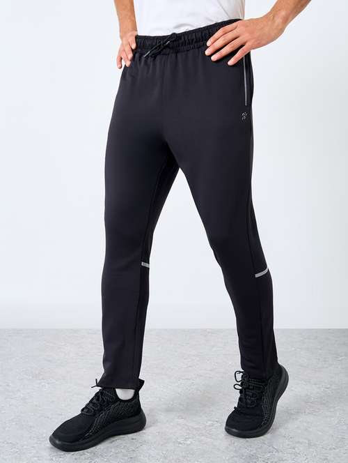 men solid mid rise full length track pant - 22174780 -  Standard Image - 0