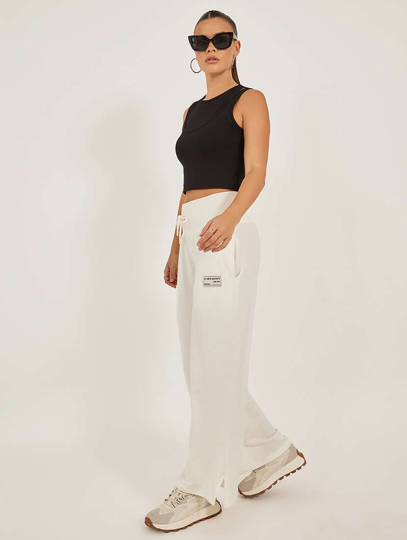 women solid high rise track pant - 22174787 -  Standard Image - 3