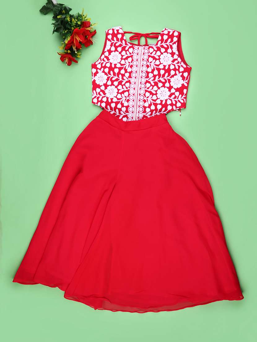 girls solid with work sleeveless co-ord set