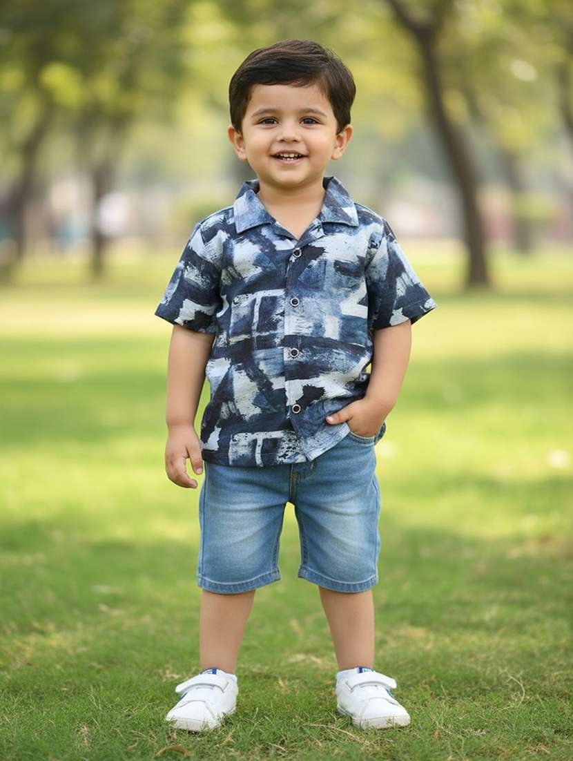boys printed collared short sleeve shirt