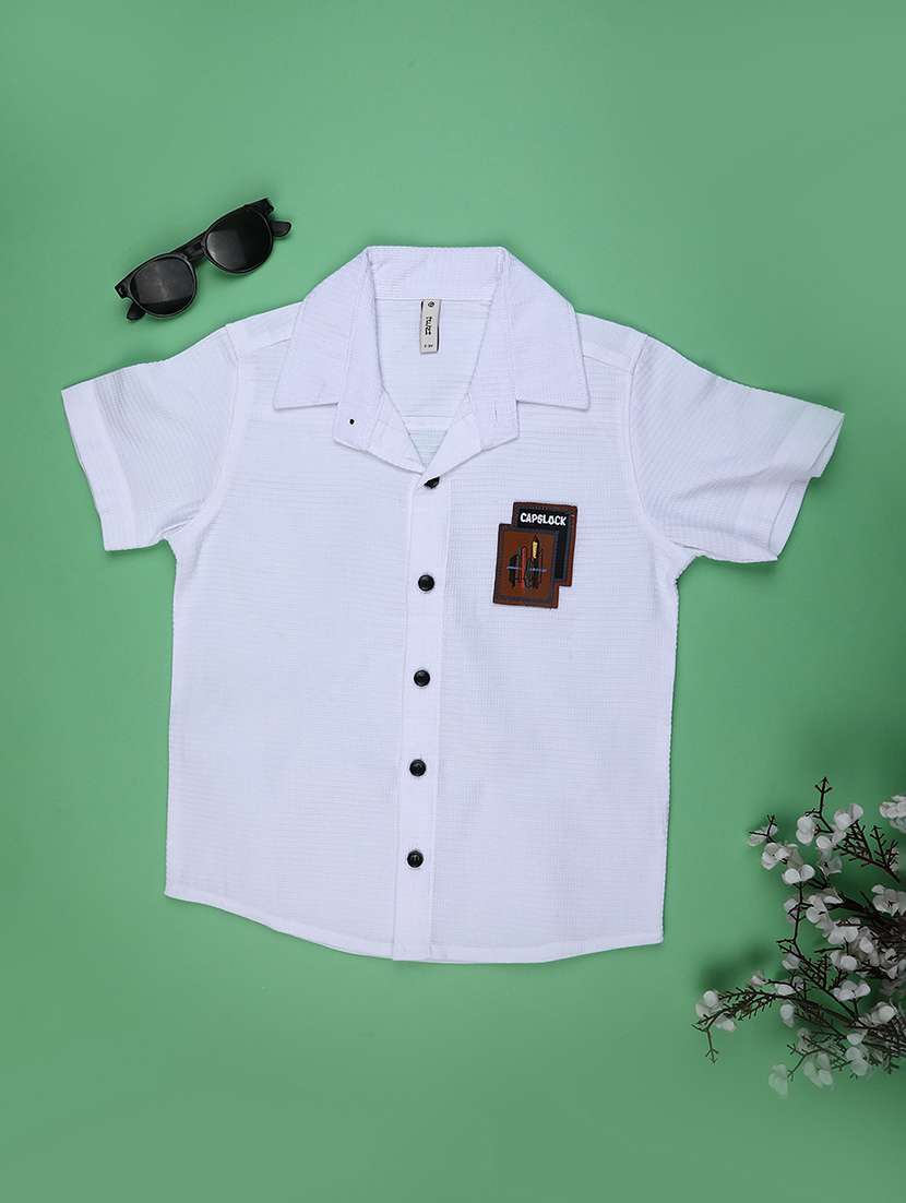 boys solid collared long sleeve shirt