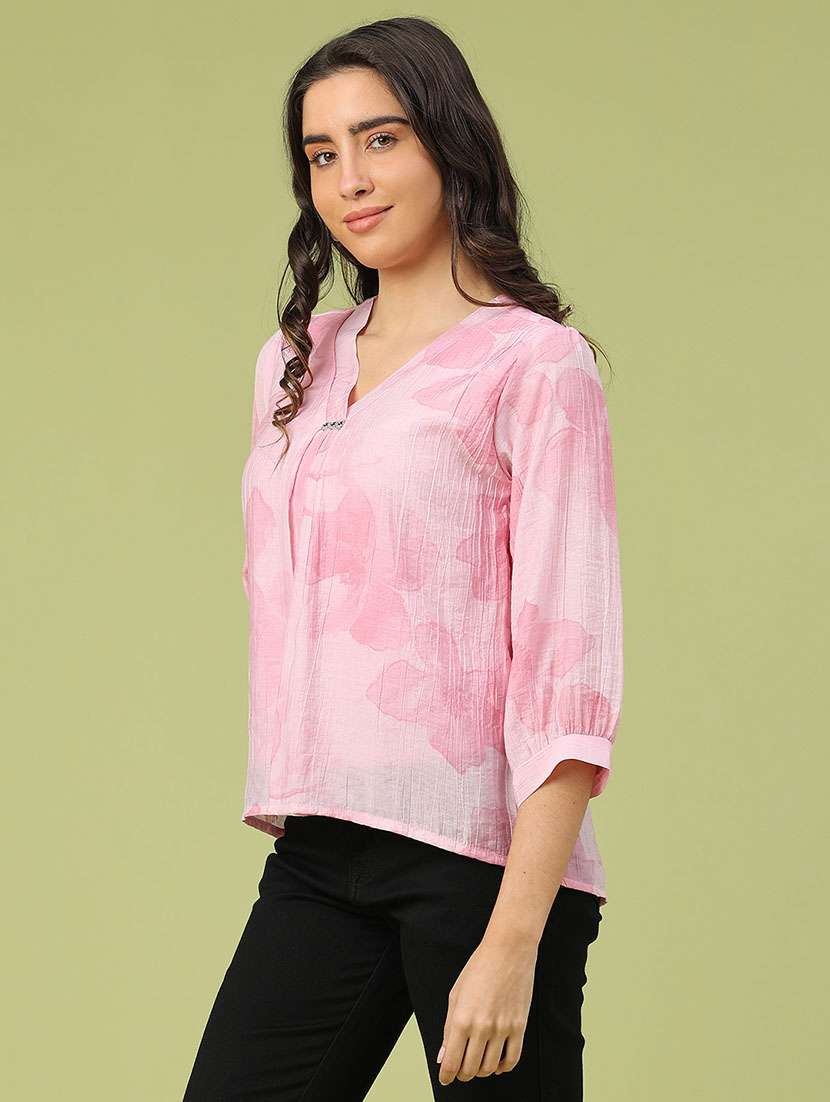 women floral print three quarter sleeve top - 22174834 -  Standard Image - 3