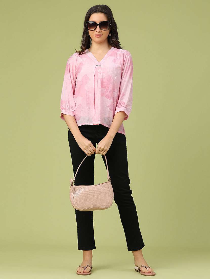 women floral print three quarter sleeve top - 22174834 -  Standard Image - 5