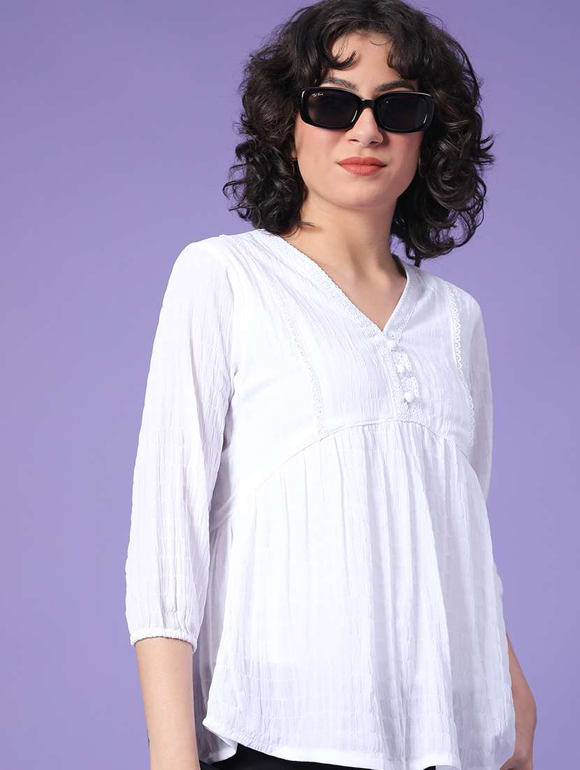 women white poly cotton regular top