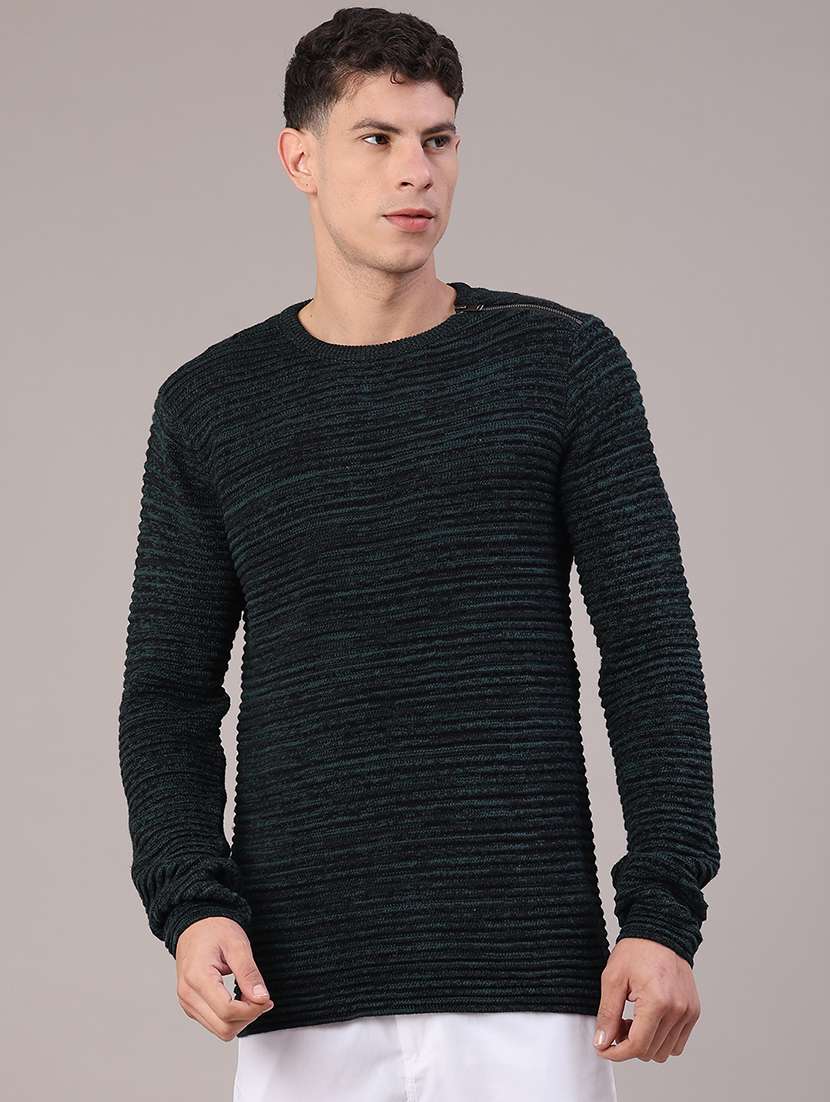men self design long sleeve regular fit pullover 