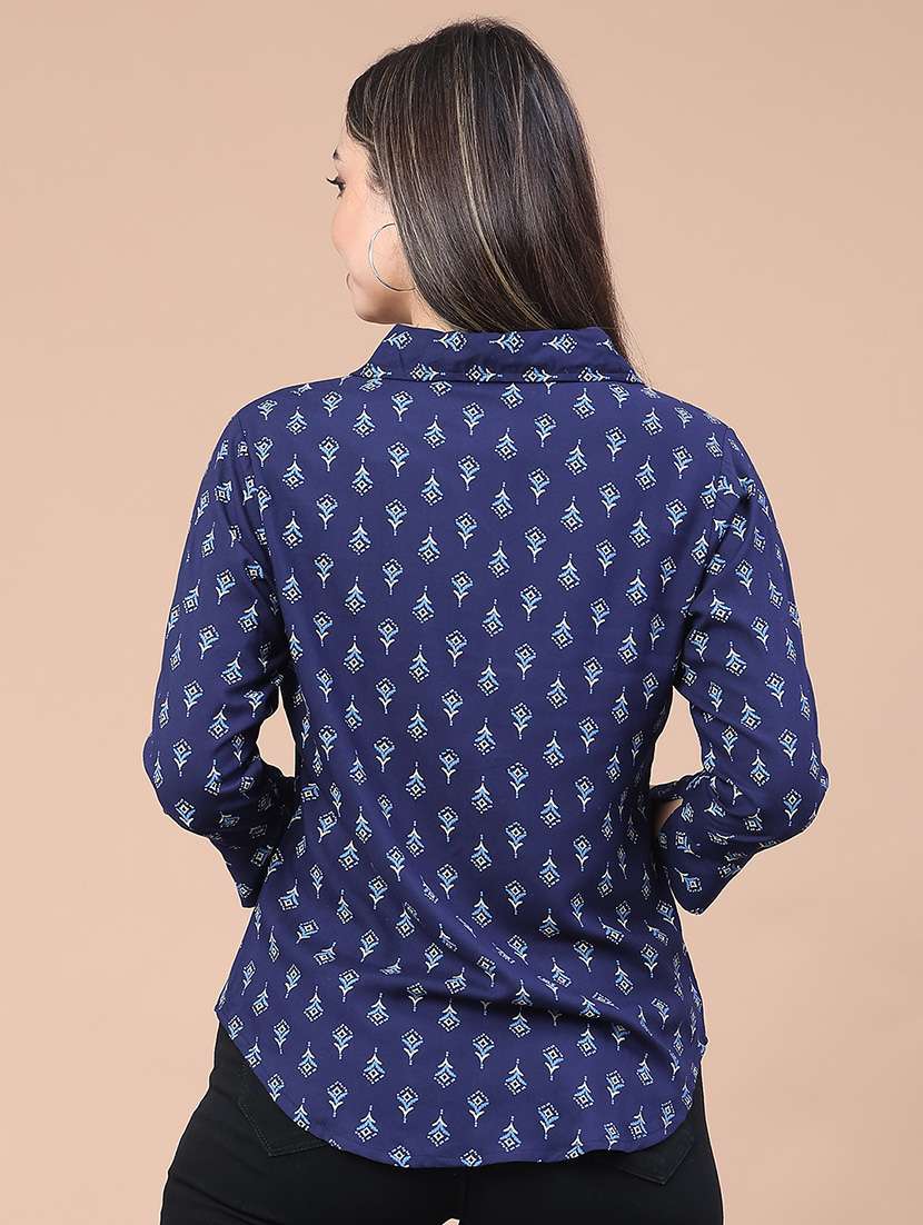 women navy blue rayon regular shirt - 22174904 -  Standard Image - 3