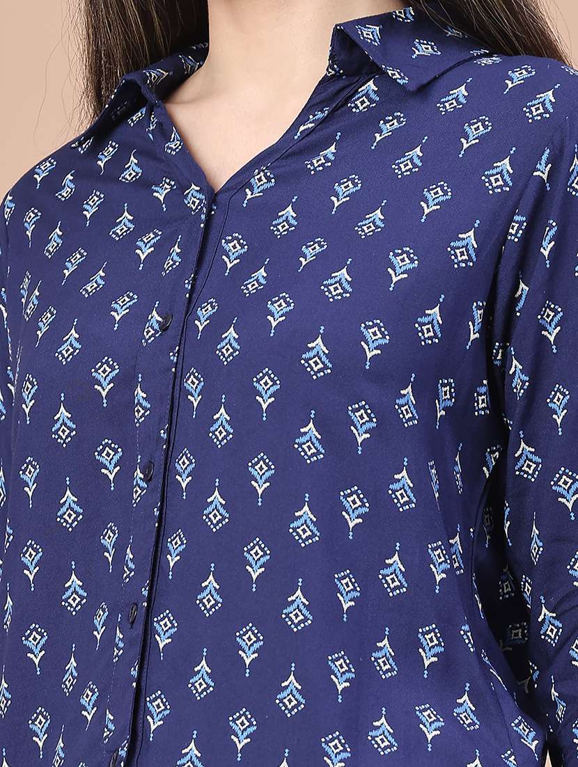 women navy blue rayon regular shirt - 22174904 -  Standard Image - 5
