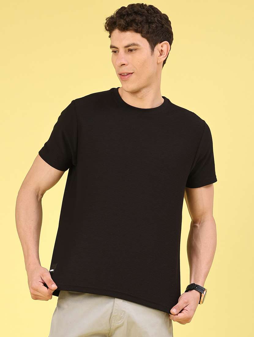men textured short sleeve regular fit t-shirt