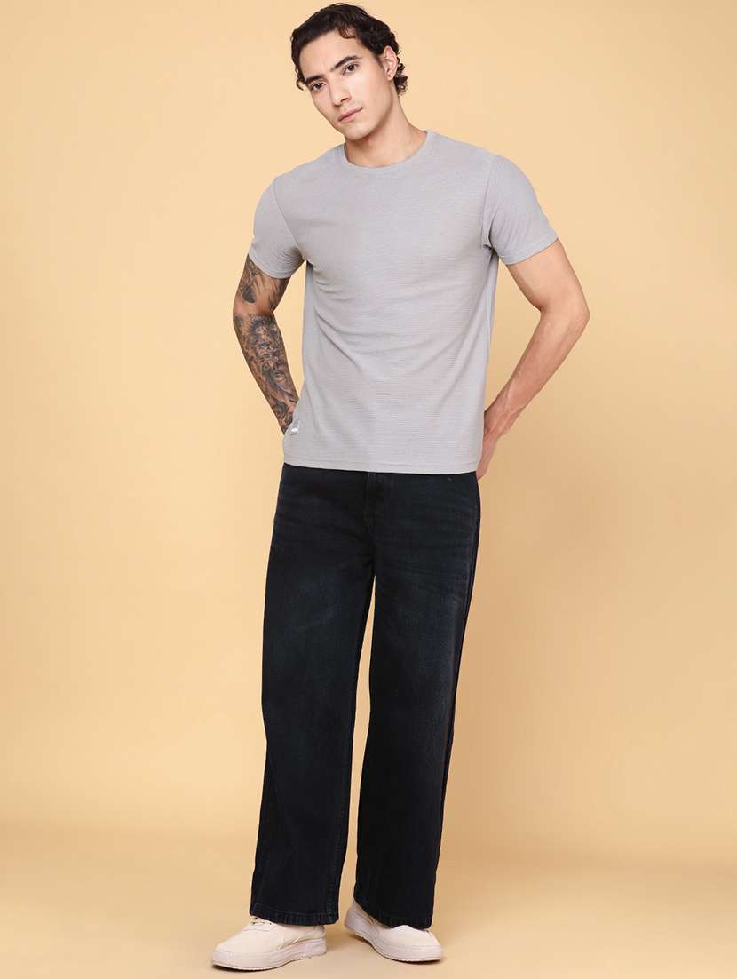 men grey cotton blend plain t-shirt - 22175013 -  Standard Image - 3