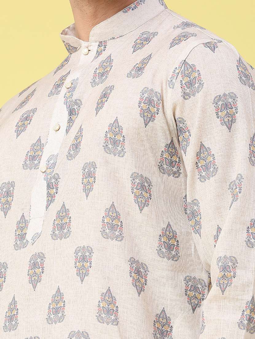 men printed long sleeve kurta set - 22175057 -  Standard Image - 3