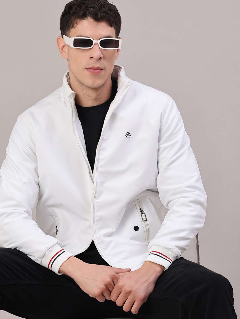 men solid long sleeve insulator bomber jacket