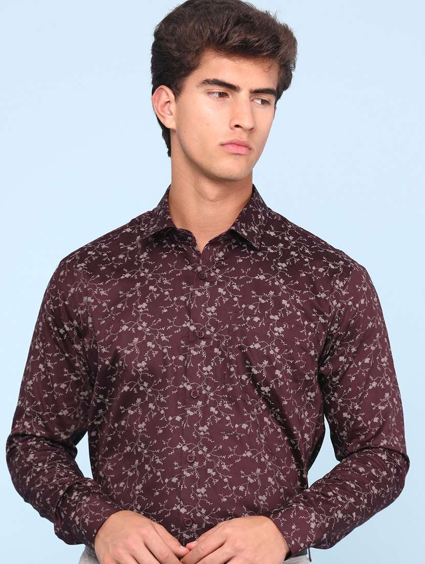 men maroon cotton casual shirt