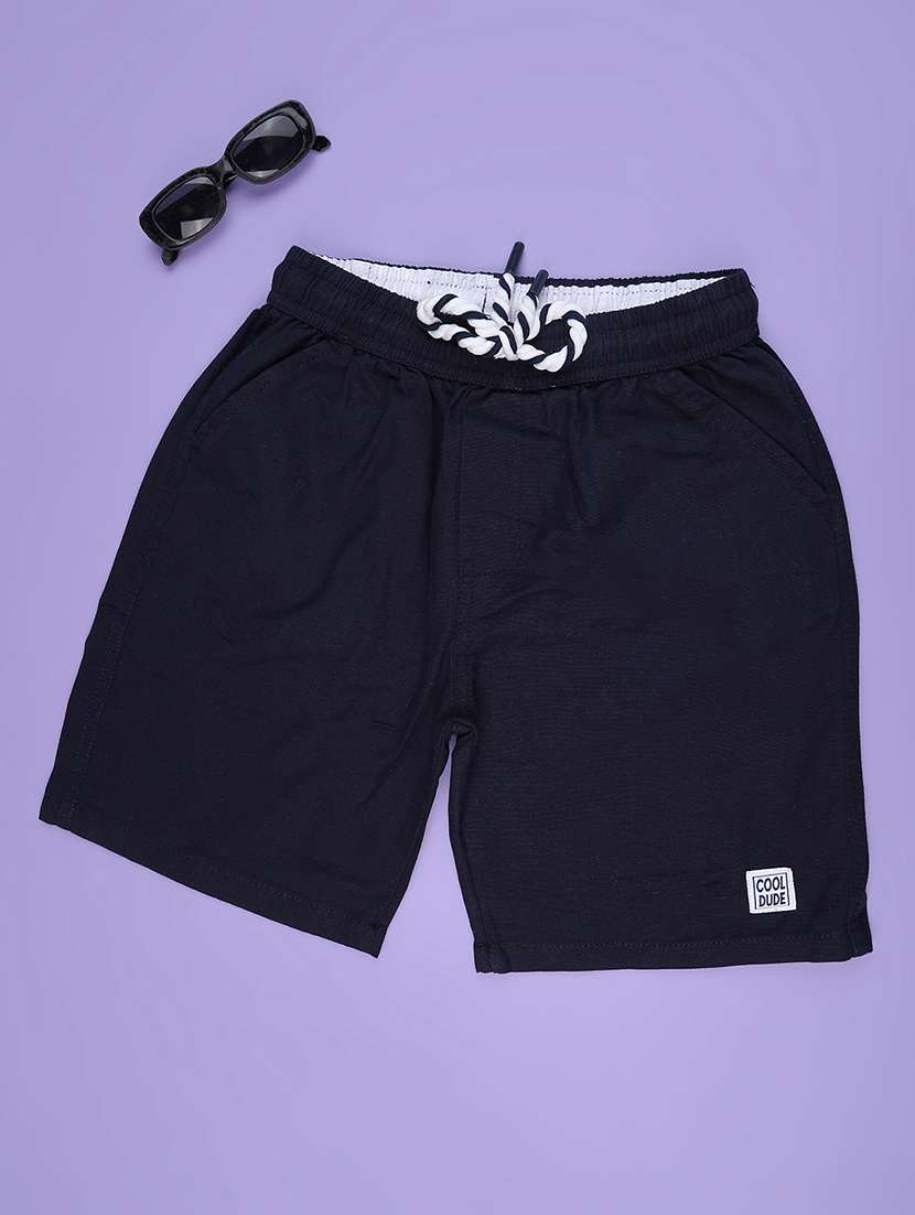 kids navy blue cotton shorts shorts and three-fourth