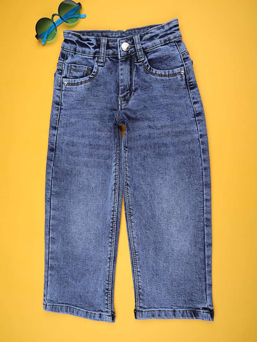 girls solid md rise straight jeans
