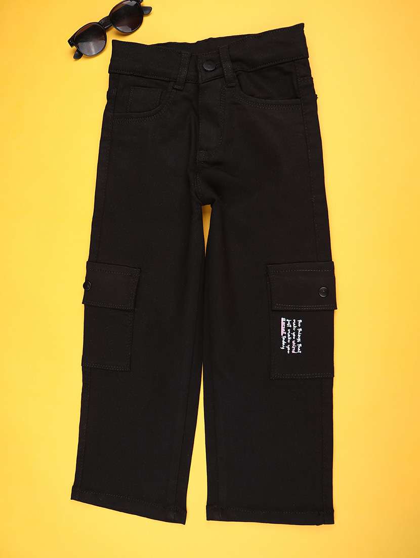 girls solid mid rise cargo